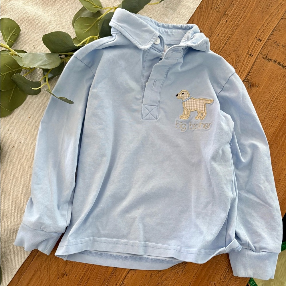 Light Blue Kids Shirt with Dog Embroidery